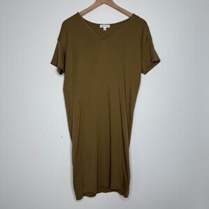 Prologue | Casual Olive Tan V-Neck T-Shirt Dress - XS